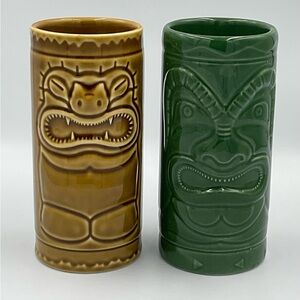 Vintage Ceramic Accoutrements Tiki Mug Cups Glazed